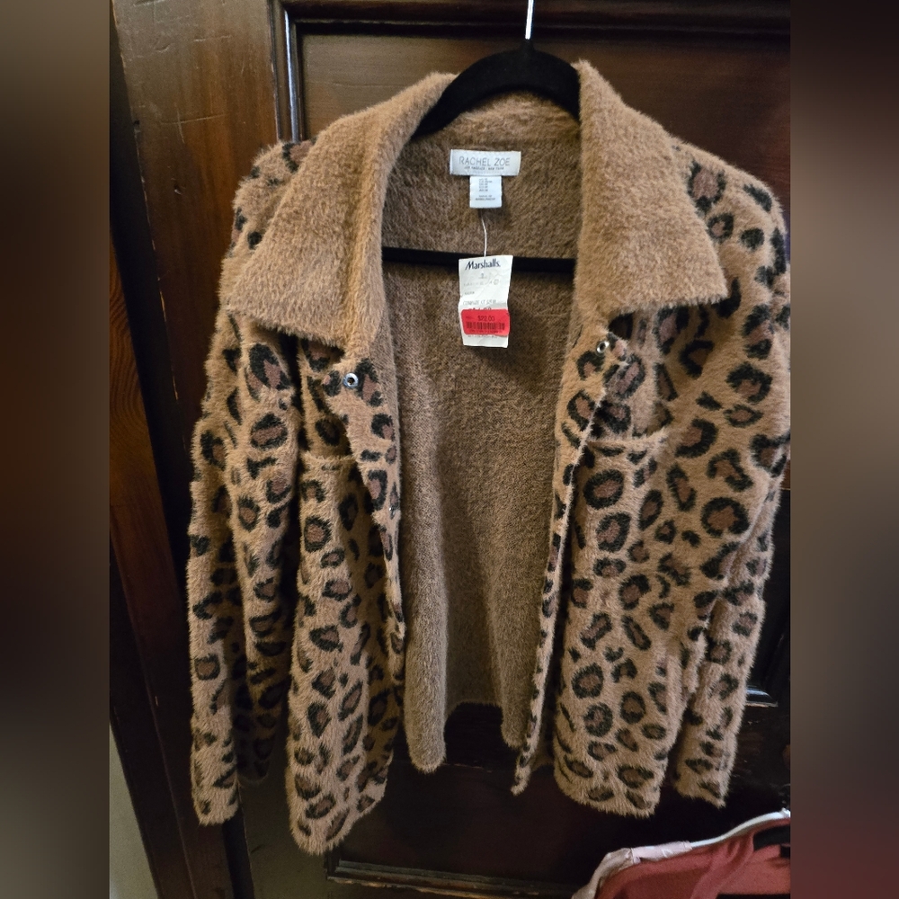 Rachel Zoe Leopard Print Faux Fur Jacket - Size M